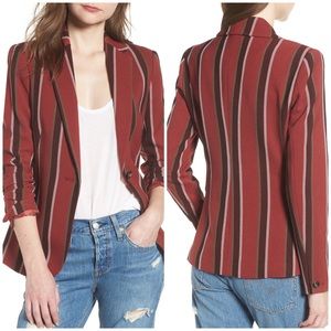 NWT Mural Striped Burgundy Single Button Blazer